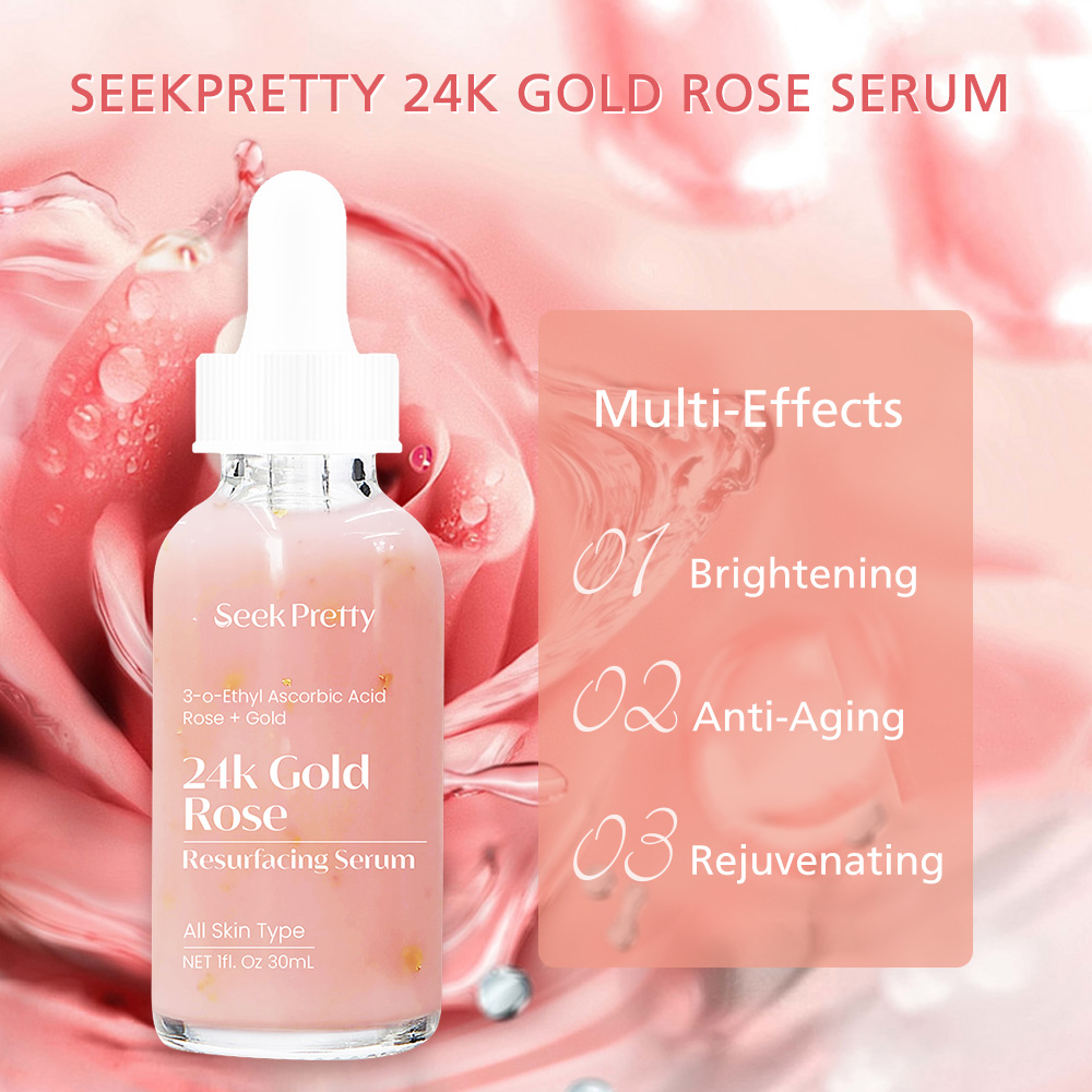 Private Label Facial Glow 24k Gold Rose Petal Face Serum